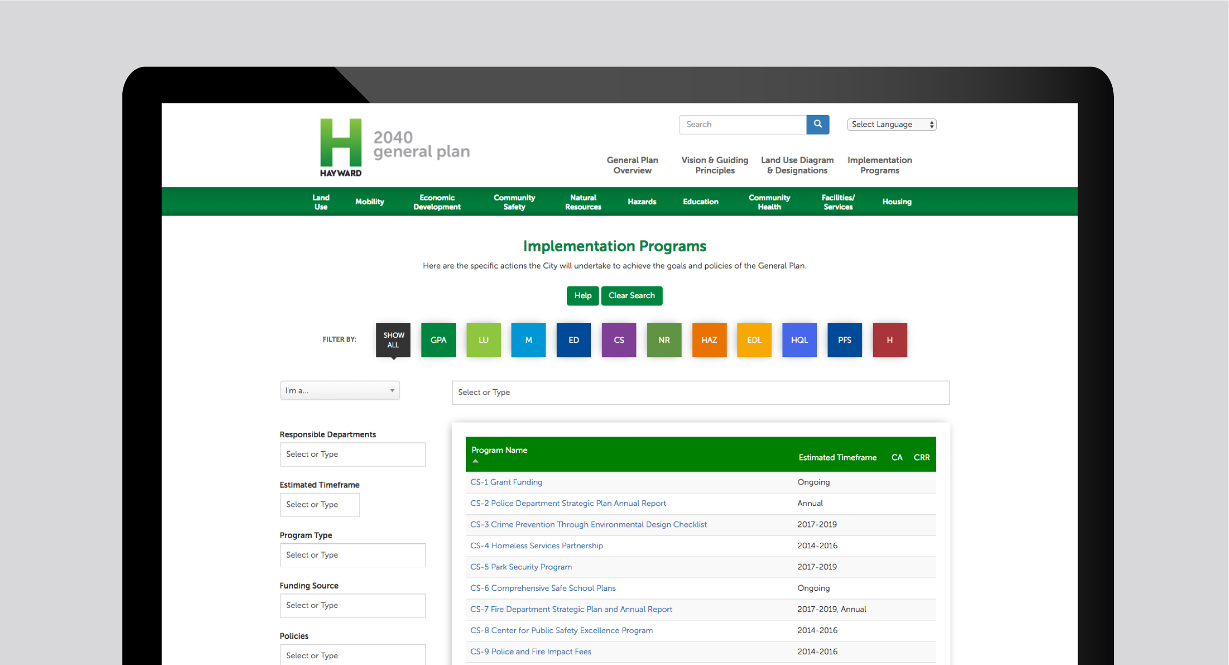 Hayward ePlan Website